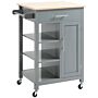 Homcom Compact Kitchen Trolley Utility Cart On Wheels With Open Shelf & Storage Drawer, Grey