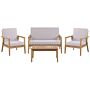 Garden Conversation Set Light Acacia Wood With Taupe Cushions Sofa With Armchairs And Coffee Table