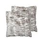 Set Of 2 Throw Pillows Grey Faux Fur 45 X 45 Cm Soft Fluffy Scatter Cushions