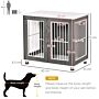 Pawhut Dog Crate, Wooden Pet Kennel Cage With Lockable Door And Adjustable Foot Pads, Modern Design, Grey And White