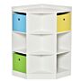 Homcom 3 Tier Kids Bookcase Toy Organiser Storage W/ 3 Fabric Drawers, White