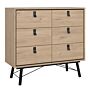 Ry Small Double Chest Of Drawers 6 Drawers In Jackson Hickory Oak