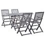 Vidaxl 5 Piece Garden Dining Set Solid Acacia Wood Grey