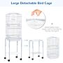 Pawhut Metal Bird Parrot Cage W/ Breeding Stand Feeding Tray Wheels Parakeet Pet Supply White 47.5l X 37w X 153h (cm)