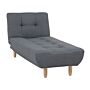 Chaise Lounge Grey Fabric Upholstery Light Wood Legs