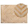 Area Rug Carpet Beige Cotton Jute Geometric Pattern 140 X 200 Cm