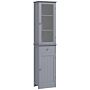 Kleankin Bathroom Storage Cabinet With 3-tier Shelf Drawer Door, Floor Cabinet Free Standing Tall Slim Side Organizer Shelves, Grey