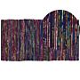 Rug Dark Multicolour Polyester Cotton 80 X 150 Cm Rectangular Handmade