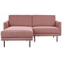 Corner Sofa Polyester Pink Brown 192 X 155 Couch 2-seater Upholstered Metal Legs Woven Fabric Cushioned Back