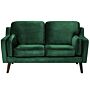 Sofa Green 2 Seater Velvet Wooden Legs Classic