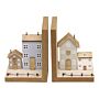 Pair Of Bookends, Wooden Houses Design