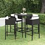 Vidaxl 5 Piece Garden Bar Set With Cushions Poly Rattan Black