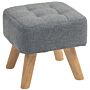 Homcom Modern Tufted Footstool, Fabric Foot Stool With Rubber Wood Legs, Padded Seat, For Living Room, Bedroom, Entryway, Grey