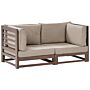 Garden Sofa Dark Acacia Wood Outdoor 2 Seater Bnech With Cushions Modern Design Beliani