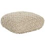 Floor Cushion Beige Cotton 50 X 50 X 20 Cm Macrame Pattern Square Fabric Seating Pouffe