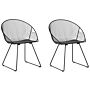 Set Of 2 Dining Chairs Black Metal Frame Faux Leather Seat