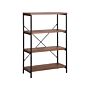 3 Tier Bookcase Dark Wood With Metal Frame Freestanding Open Shelves Industrial Cross-back Home