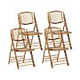 Set Of 4 Folding Chairs Light Wood Colour Rattan Dining Room Chairs