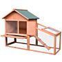 Pawhut Small Animal Two-level Fir Wood Hutch W/ Slide Out Tray Red/brown