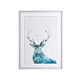 Framed Wall Art Deer Print Blue With White Frame 60 X 80 Cm Distressed Minimalist Scandinavian Design