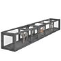 Pawhut Cat Tunnel, 250cm Extra Long Wooden Cat Play Tunnel With 8 Doors, L-shape/rectangle, Outdoor Cat Enclosures, Dark Grey