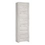 Angel Tall Narrow One Door 3 Drawer Narrow Cupboard In White Craft Oak