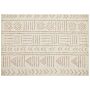 Rug Beige Cotton 160 X 230 Cm Geometric Pattern Hand Tufted Flatweave