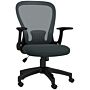 Vinsetto Ergonomic Office Chair, Mesh Desk Chair With Flip-up Armrest, Lumbar Back Support, Swivel Wheels, Grey