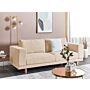 Sofa Beige Humbo Cord Upholstered 3-seater Modern Minimalistic Corduroy Style Living Room Wide Armrests Cushioned Backrest