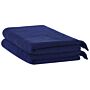 Set Of 2 Bath Sheets Towels Navy Terry Cotton Polyester 100 X 150 Cm Tassels Texture Bath Towels