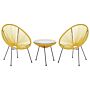 Bistro Set Yellow Pe Rattan 3 Piece 2 Seater