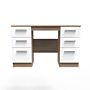 Contrast 6 Drawer Kneehole Desk In White & Bardolino Oak