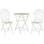 Garden Bistro Set White Metal Distressed Effect 3 Piece Table And Chairs