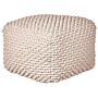 Pouf Ottoman Footstool Taupe Beige 50 X 50 X 35 Cm Hand Woven Cotton Beads Filling Square