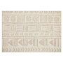 Rug Beige Cotton 140 X 200 Cm Geometric Pattern Hand Tufted Flatweave