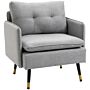 Homcom Modern Accent Chair, Upholstered Button Tufted Occasional Chair For Living Room And Bedroom, Grey