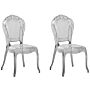 Set Of 2 Dining Chairs Black Transparent Acrylic Solid Back Armless Stackable