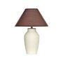 Table Lamp Beige Ceramic Base Linen Shade 52 Cm Fabric Drum Brown