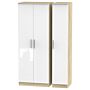 Contrast Tall Triple Plain Wardrobe In White & Bardolino Oak