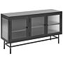 3 Door Sideboard Black Steel Fluted Tempered Glass Adjustable Shelves Leg Caps