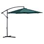 Outsunny 3(m) Banana Parasol Hanging Cantilever Umbrella With Crank Handle, 8 Ribs And Cross Base, Sun Shade, Dark Green