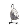 Hanging Chair Grey Rattan Metal Frame Indoor-outdoor Egg Shape