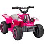 Aiyaplay 6v Electric Quad Bike For Kids, Ride On Atv W/ Forward Backward, Headlights, For 18-36 Months - Pink