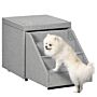 Pawhut 2 In 1 Dog Steps Ottoman, 4-tier Pet Stairs For Small Medium Dogs And Cats, With Storage Compartment