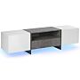 Tv Stand Concrete Effect And White Veneered With Led Light Storage Shelf Drawer Cabinets