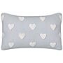 Scatter Cushion Grey Cotton 30 X 50 Cm Throw Pillow Embroidered Hearts Pattern