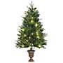 Homcom 1.2m Prelit Christmas Tree Artificial Tree Spruce Tree, Plastic Stand-green