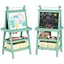 Aiyaplay 3 In 1 Kids Easel Double-sided Magnetic Whiteboard And Chalkboard With Paper Roll, Storage Baskets - Green