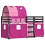 Vidaxl Bunk Bed With Curtains Pink 90x200 Cm Solid Wood Pine