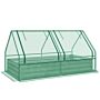 Outsunny Metal Planter Box With Cover, Raised Garden Bed With Greenhouse, For Herbs And Vegetables, Green And Dark Grey